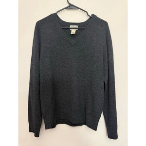 Women's L.L.Bean Charcoal 100% Lambswool V-Neck Sweater S